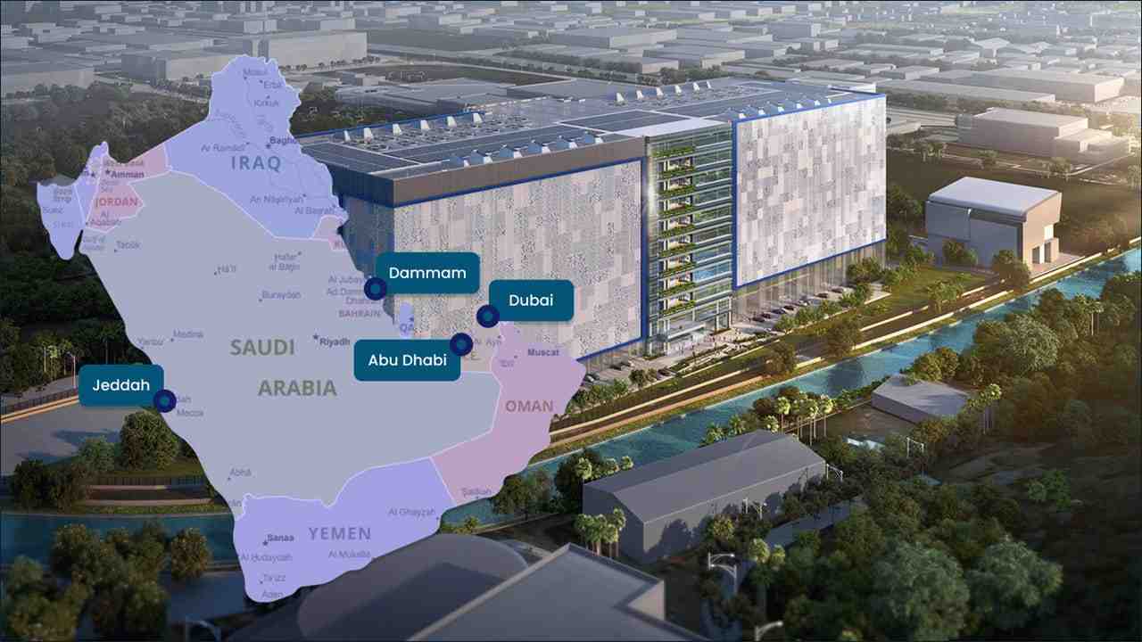 Data hubs in the Gulf. (Images credit: GDH, Collage Middle East AI News)