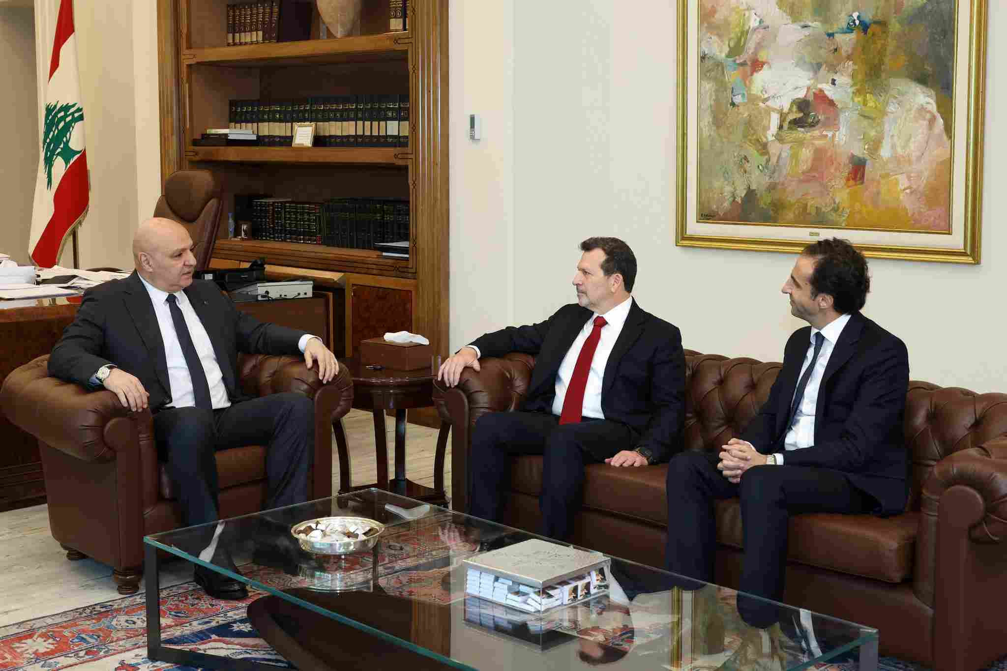 President Joseph Aoun received Minister Shehadeh and Naim Yazbeck, President of Microsoft for the Middle East and Africa, at the presidential palace in Baabda.