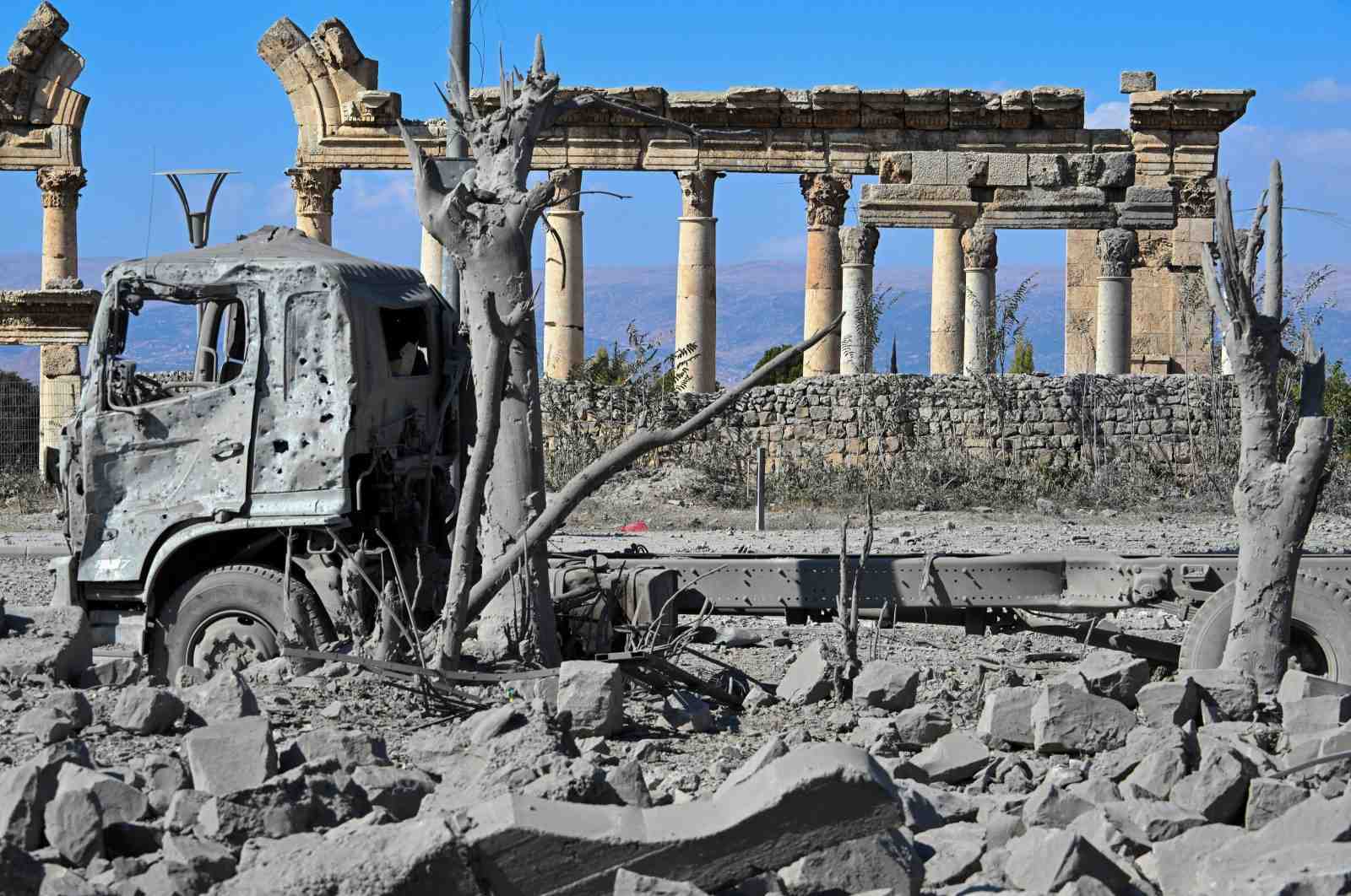 Damage near the historic Baalback ruins following an Israeli airstrike. (Image Credit: EPA)