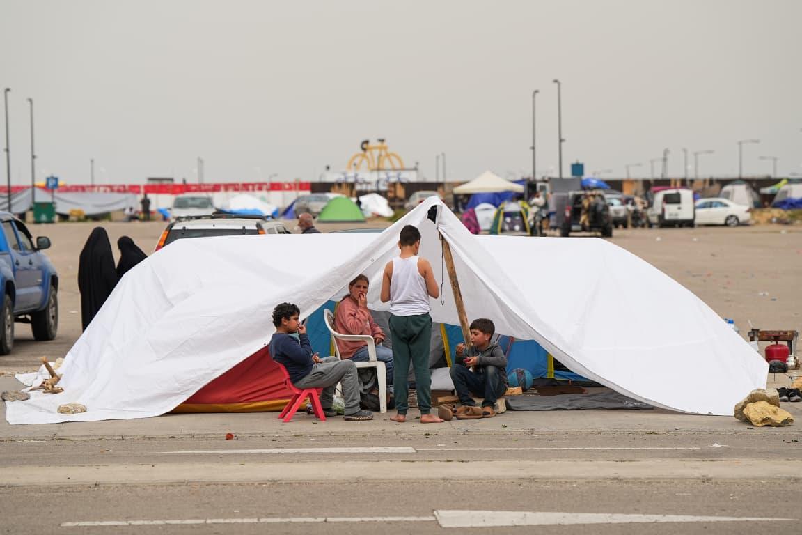 Displaced people sheltering in a tent in Beirut's Waterfront. (Credit: Mohammad Yassine/L'Orient Today) Displaced people sheltering in a tent in Beirut's Waterfront. (Credit: Mohammad Yassine/L'Orient Today)