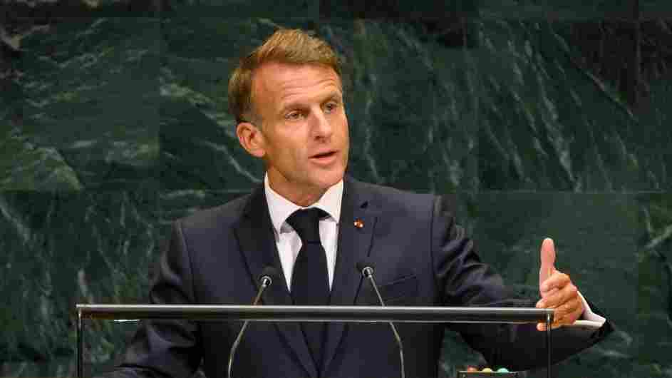 French President Emmanuel Macron speaking at the General Debate on September 22.