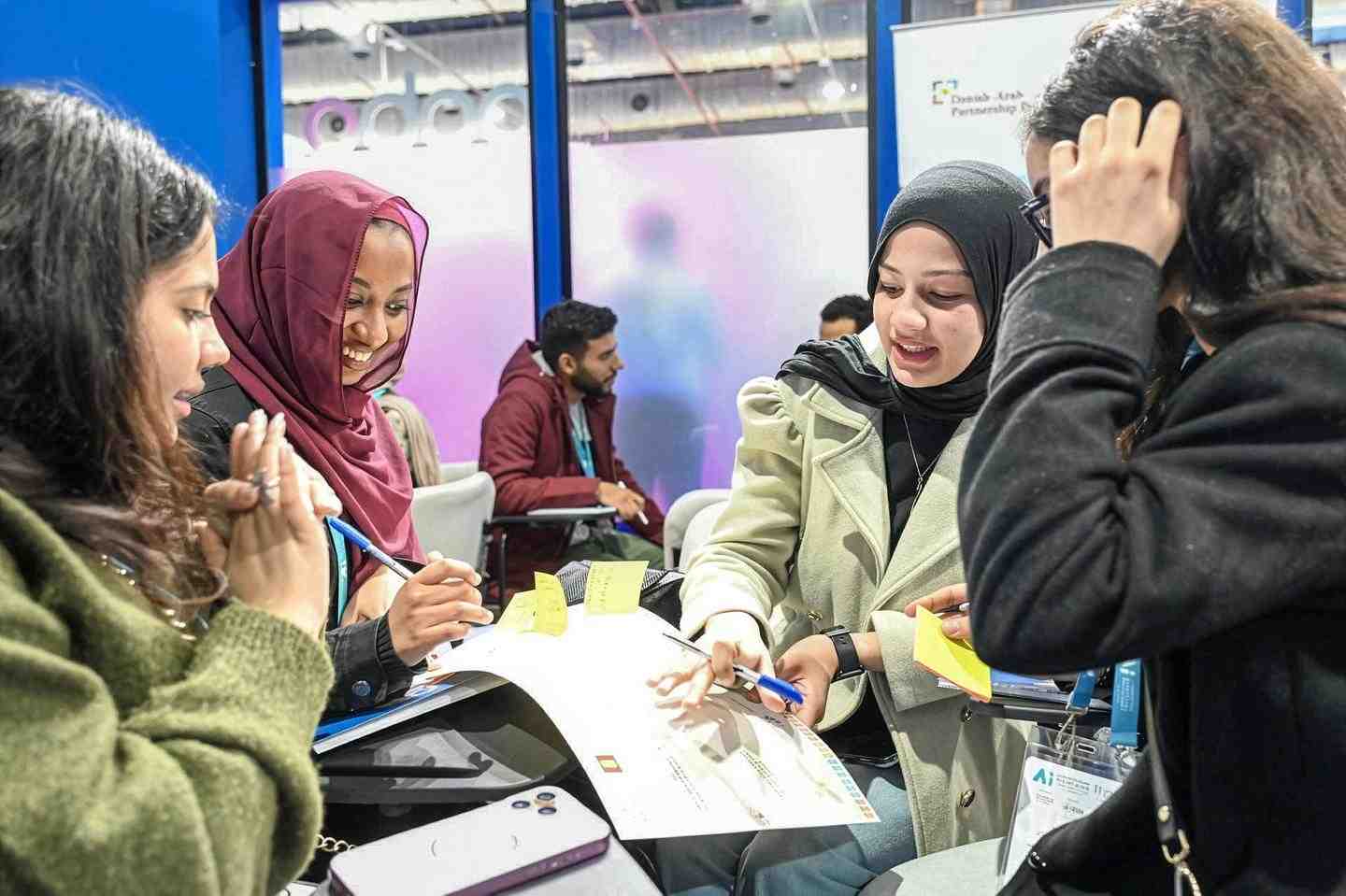 Participants at the Twin Transitions Ideation Bootcamp in Cairo, Egypt where young people had the chance to participate in conversations on climate, peace and security and to share their ideas grounded in the challenges they see around them.