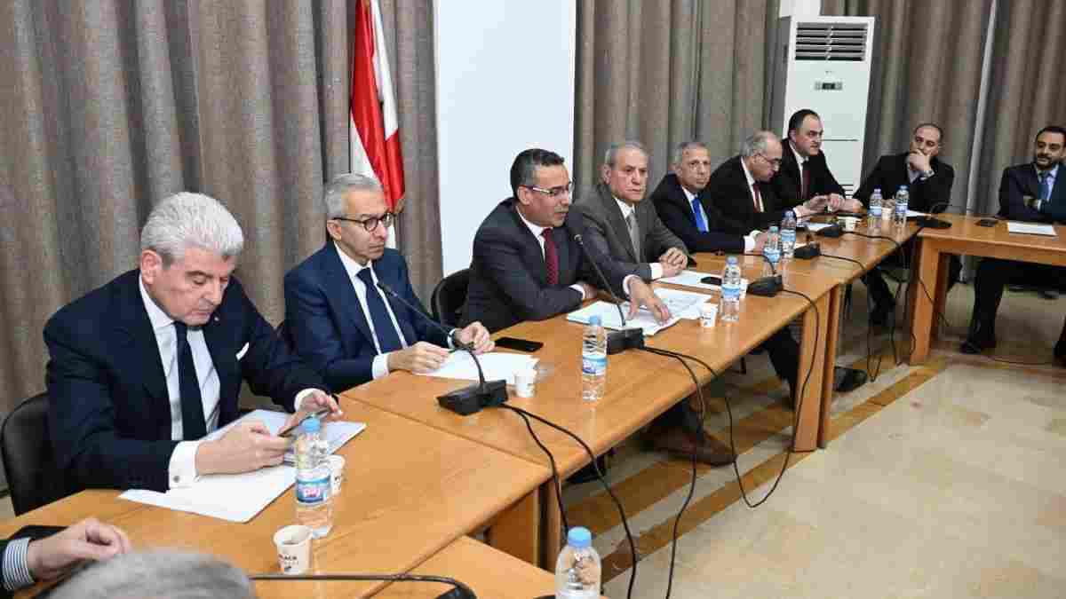 A session of the parliamentary Agriculture and Tourism Committee, chaired by MP Ayoub Hmeid, and attended by Economy and Trade Minister Amer Bsat and Industry Minister Joe Issa El Khoury.