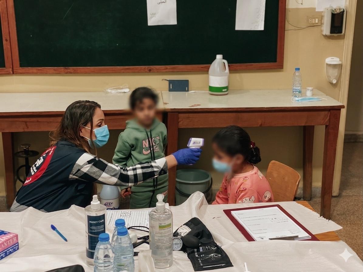 A child receiving a medical check up in Saida. A child receiving a medical check up in Saida.