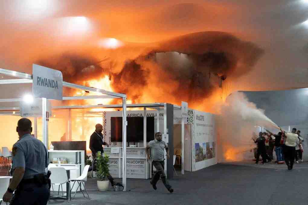 The fire was extinguished within six minutes, but 13 people were treated for smoke inhalation.